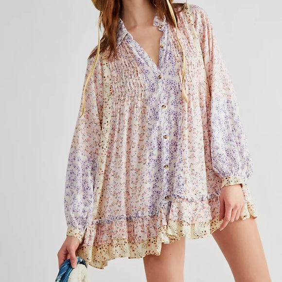Free People Lost In You Printed Tunic, XS - Picture 1 of 6